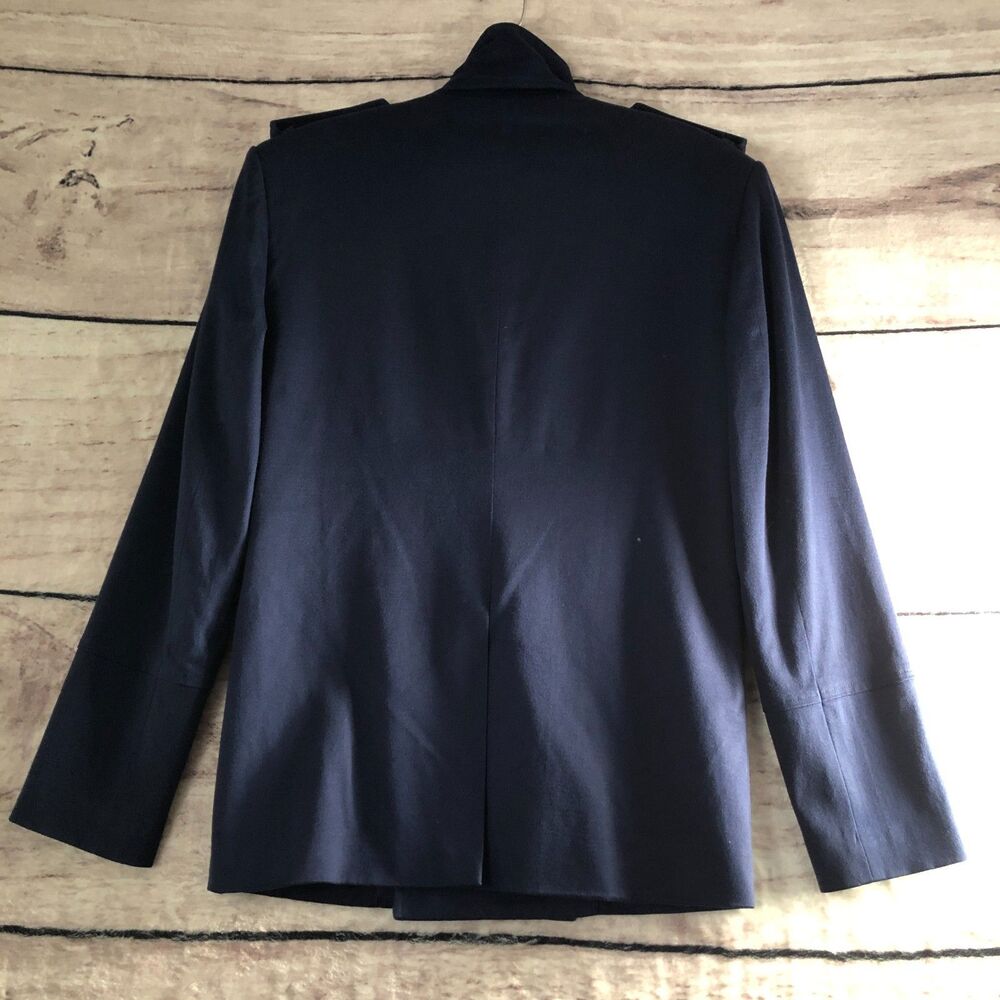 Von Lancelot Trench Coat S Navy Blue Double Breasted Jacket Military Goth Punk - Picture 8 of 16